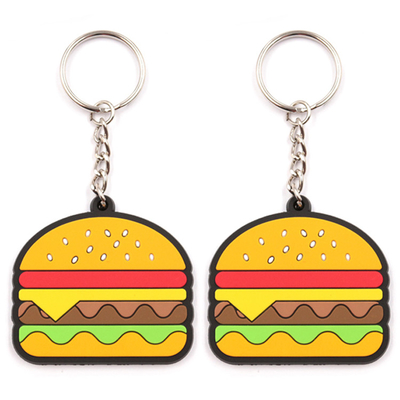 Soft Cute Burger PVC Key Chain 2D 3D โปรโมชั่นของขวัญมินิพวงกุญแจอาหาร