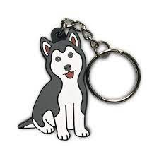 PMS สีกำหนดเองพวงกุญแจ Husky Puppy Soft PVC ยางการ์ตูนพวงกุญแจ