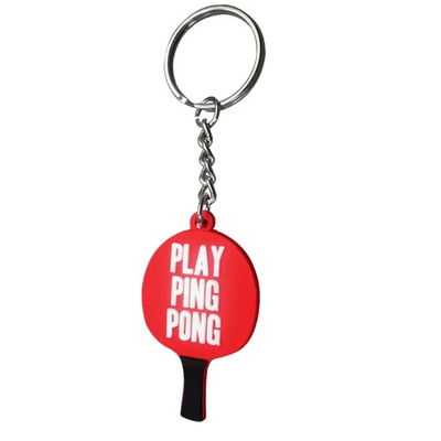 พวงกุญแจยาง PVC แบบกำหนดเอง Ping Pong Paddle Table Tennis Shape