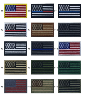 ผ้าทอลายทแยง USA American Flag Patch Merrow Border 2x3 Hook And Loop Patch