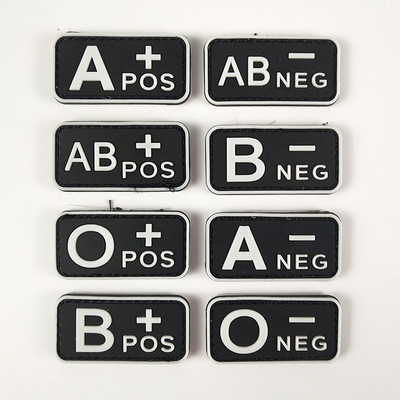 ชุดแพทช์กรุ๊ปเลือด 3D PVC A+ B+ AB+ O+ Positive A- B- AB- O- ตัวยึดยางลบ PVC Patch