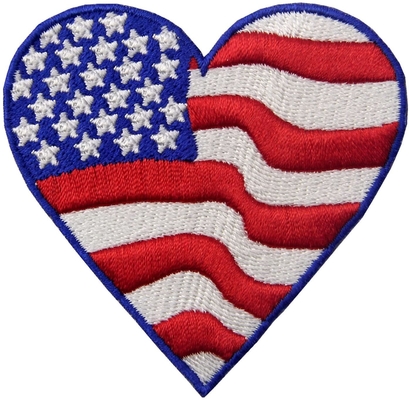 ปักรูปหัวใจ USA Flag America Iron on Sew On Patch