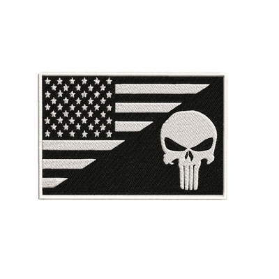 USA Flag Skull iron บนแพทช์ Black &amp;amp; White Army Combat Morale Applique
