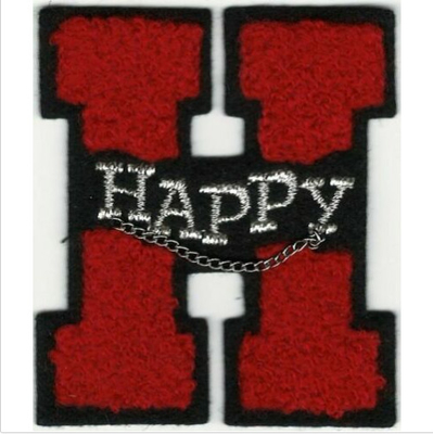 2 1/2&quot; ตัวอักษร Happy สีแดง H Chenille Varsity Patch