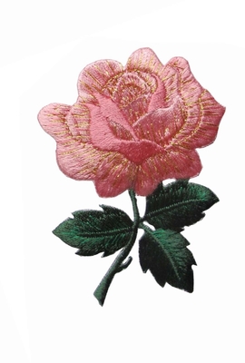 4 &quot;เหล็กปักดอกกุหลาบสีชมพูบนแพทช์ Merrowed Border Custom Color
