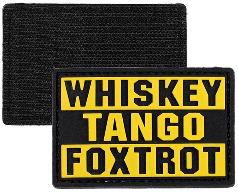 วิสกี้ Tango Foxtrot WTF 3D PVC Patch Tactical ทหาร 3D Patches สี Pantone