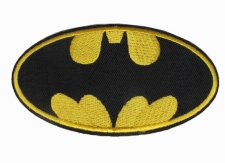 BATMAN LOGO เย็บปักถักร้อยเหล็กบนผ้าทอลายทแยง Applique Patch สำหรับผ้าการ์เม้นท์