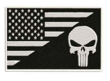 USA FLAG SKULL เหล็กบนแพทช์ปักสีดำสีขาวกองทัพทหารธง Patch