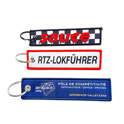 แฟชั่น เนื้อผ้าที่เนื้อผ้า keychain แพทช์ว่าง ขอบสองด้าน แต่งเจ็ท Tag custom keychain แต่ง