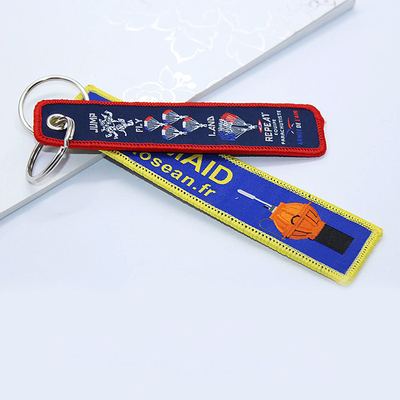พอลิเอสเตอร์ที่กําหนดเอง Keyring แต่งเจ็ต Tag ผ้าผ้า Keychain เนื้อเยื่อกับโลโก้ของคุณ