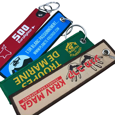 พอลิเอสเตอร์ที่กําหนดเอง Keyring แต่งเจ็ต Tag ผ้าผ้า Keychain เนื้อเยื่อกับโลโก้ของคุณ