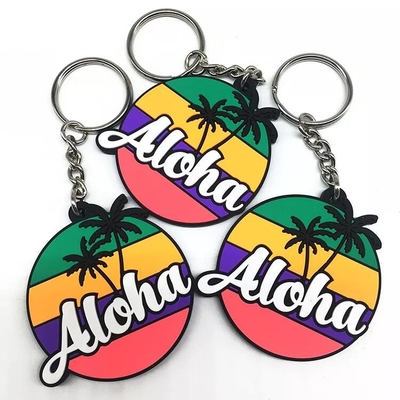 พวงกุญแจ PVC ยางนุ่ม Unbreakable 2D ของขวัญส่งเสริมการขายที่กำหนดเอง Aloha